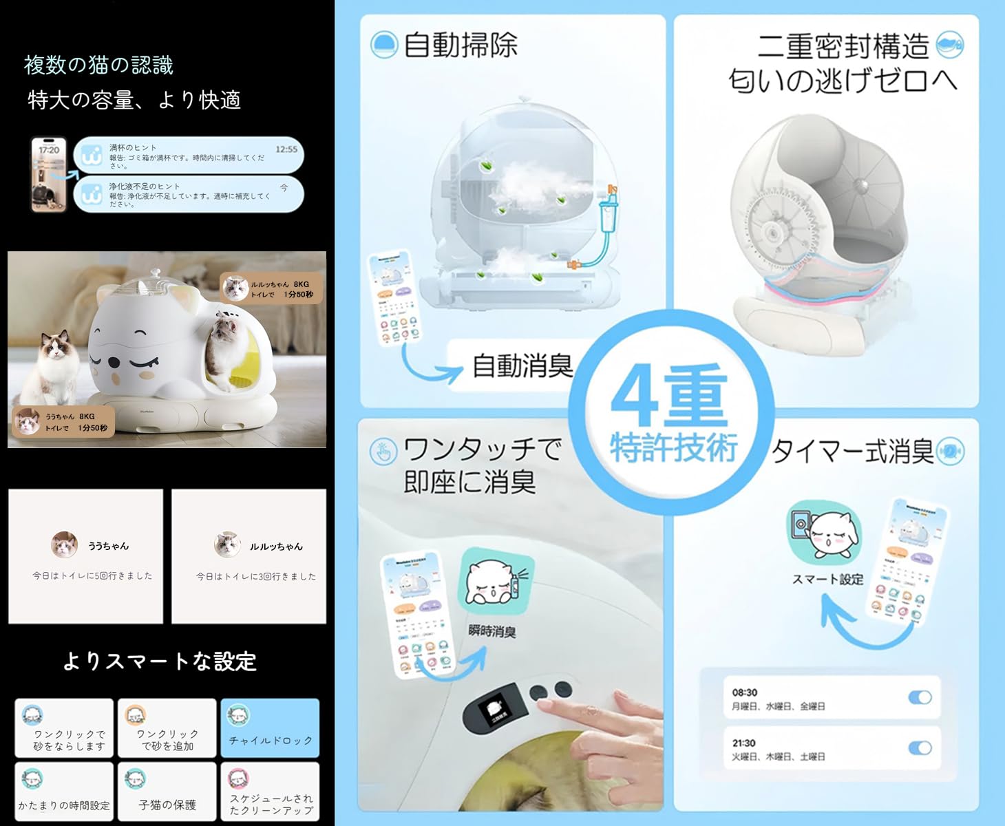 Amazon | UEEYAC（ユーヤク） 猫用全自動トイレ トイレ 猫 AI スマート